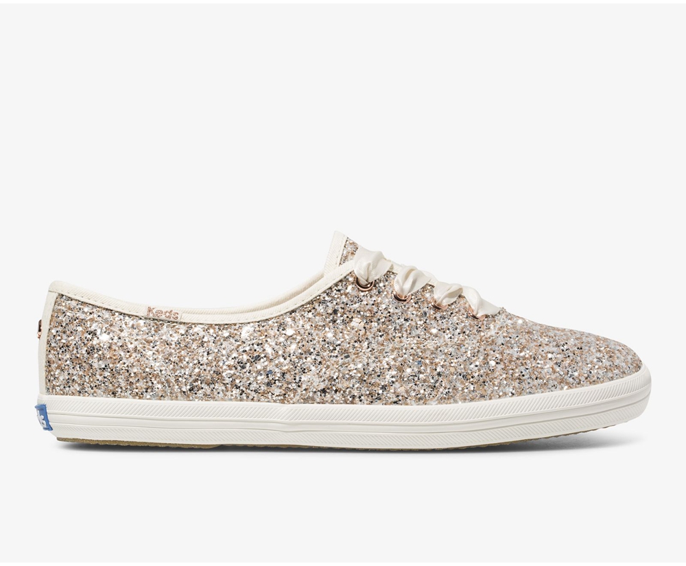 Basket Keds Femme Rose Doré - Kate Spade New York Champion Glitter - 769-UHMTWQ